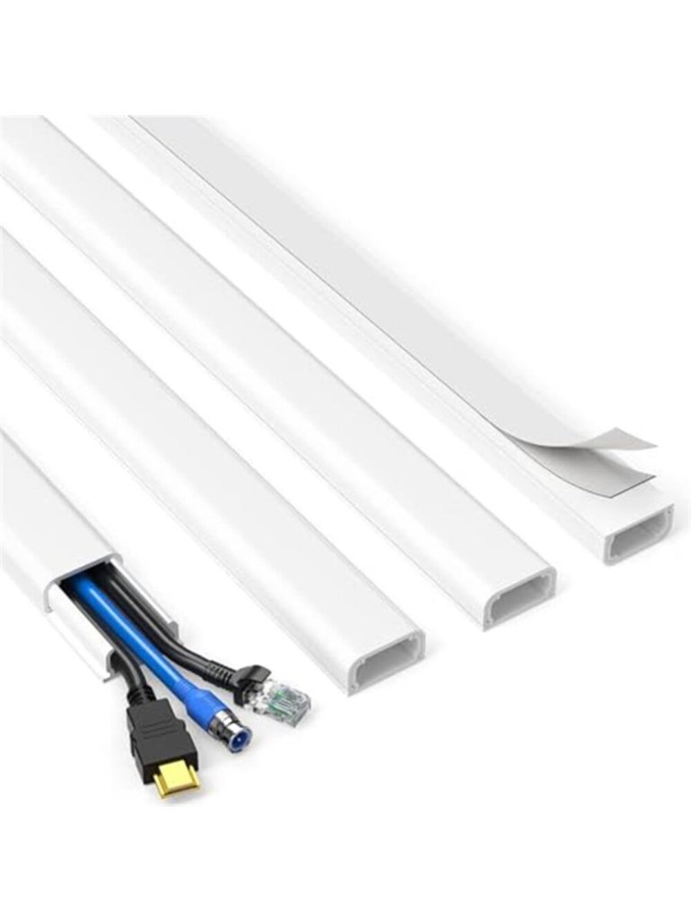TV Cord Hider Wall Cable Cover Wire Management Raceway Paintable White 4 Pack